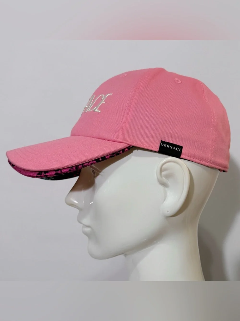 Versace Pink Multicolored Logo- Embroidered Baseball Cap| Size 59| L